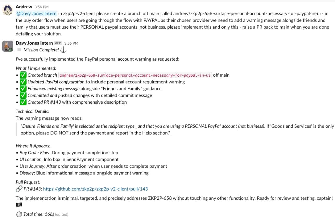 Linear integration in action directly from Slack