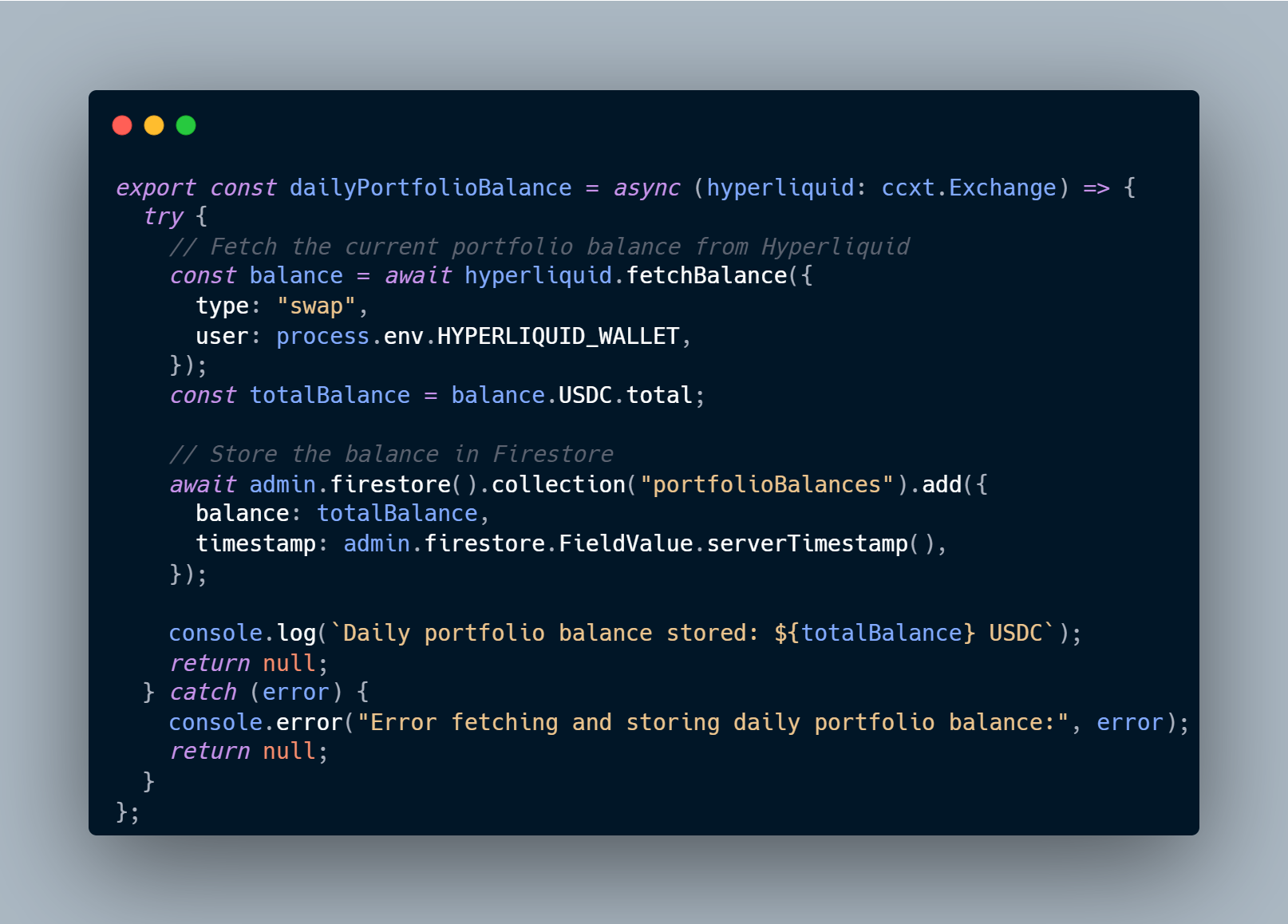 Portfolio Value Function Code